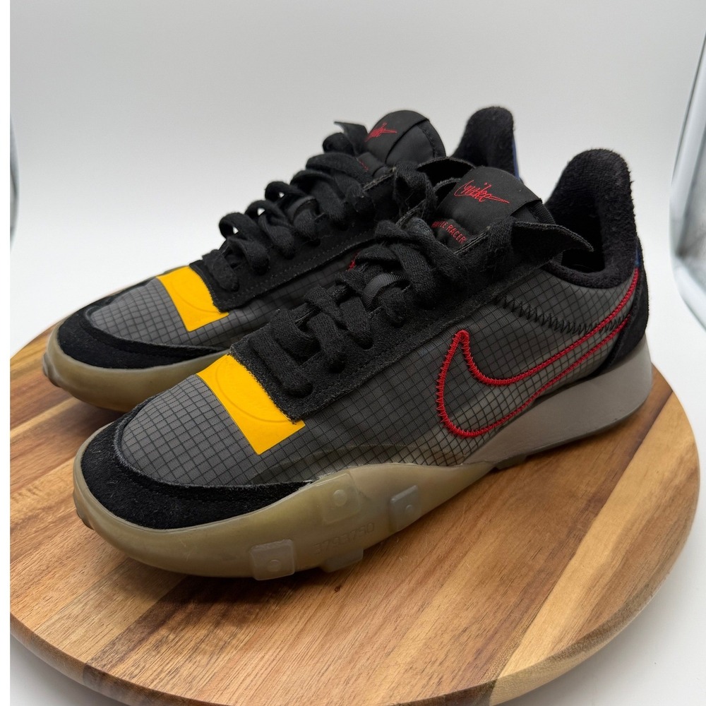 Nike Waffle Racer Women's US 8.5 UK 6 Black 2X Solar Flare Red Blue 0842
